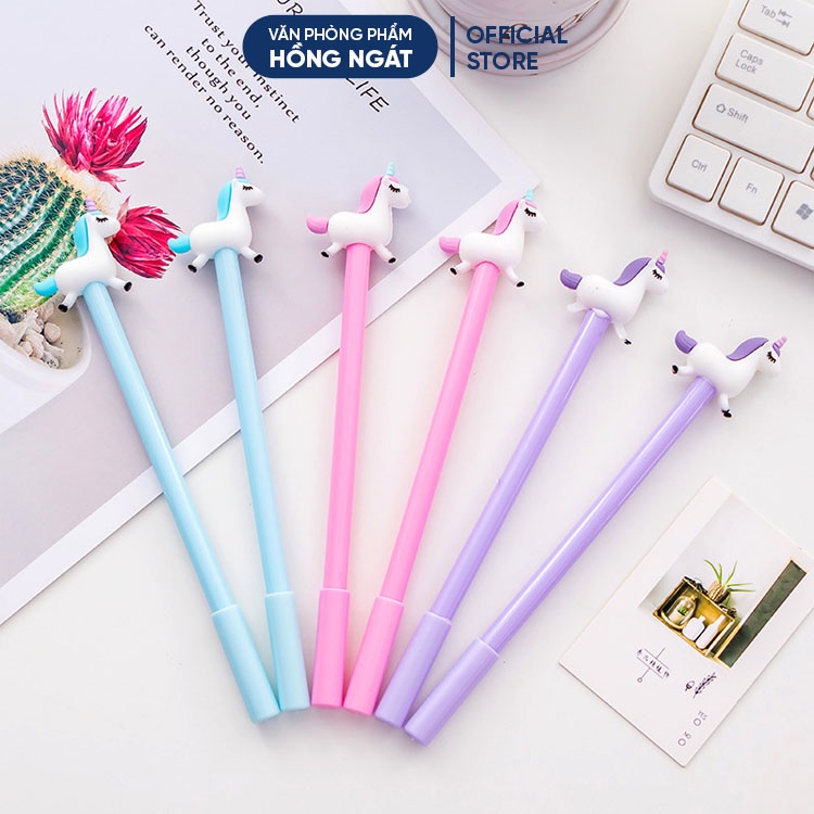 Bút bi cute ngựa pony, bút bi nước mực gel đen ngòi 0.5mm nhiều màu dễ thương đồ dùng học tập văn phòng phẩm B21