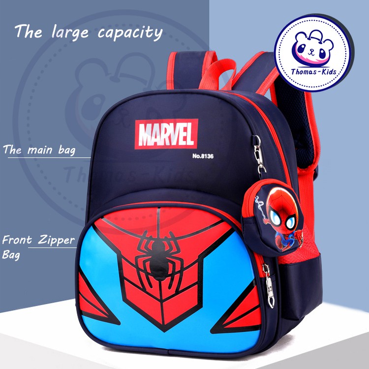 [THOMAS KIDS] Ba Lô In Họa Tiết Hoạt Hình Người Nhện/Captain Frozen Thời Trang Cho Bé 4-6 Tuổi