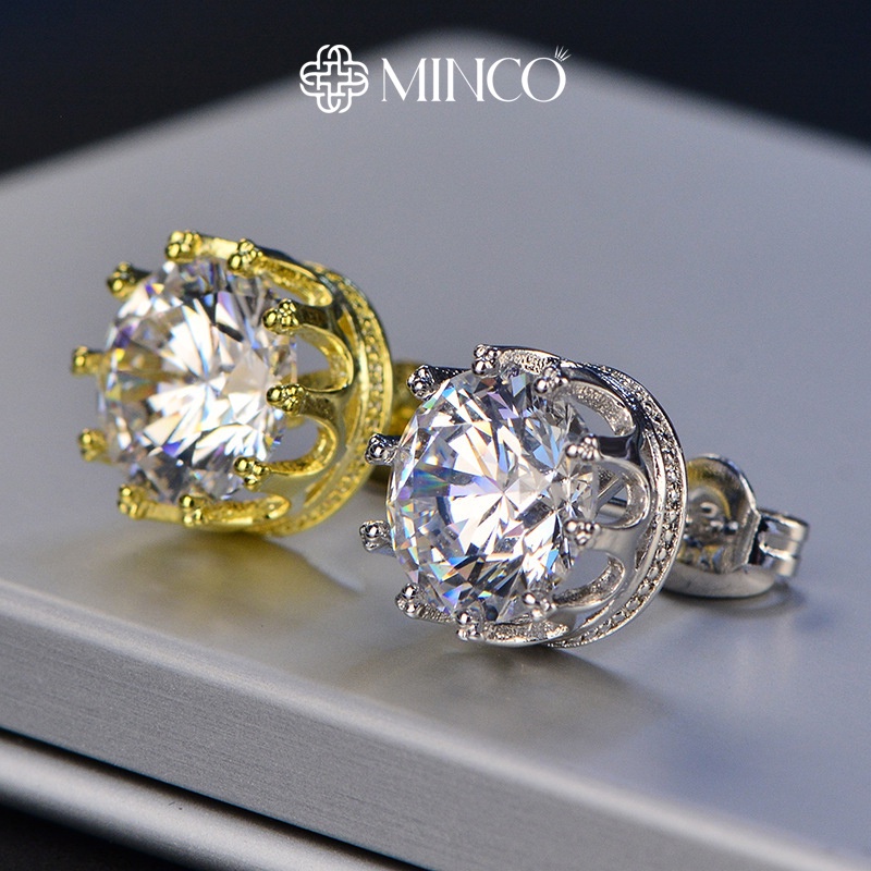 Khuyên tai Nam Crown Minco Accessories bông tai cho Nam nữ Vương Miện Màu Vàng Bạc Phong Cách Cá Tính BT236 (1 Chiếc)