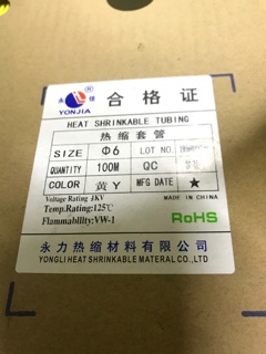 Ghen co nhiệt phi 6 các màu (10met)