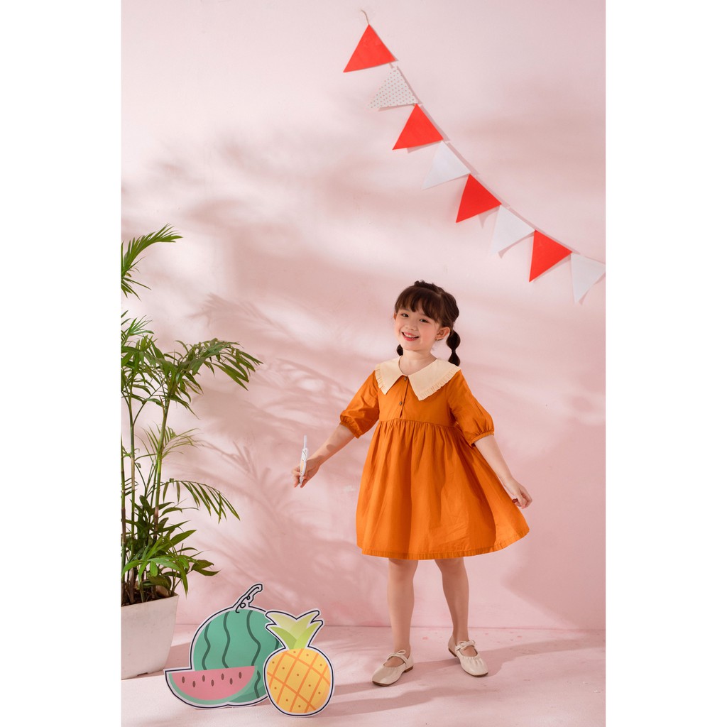 [LITTLE PINK] ELYSIA DRESS - Váy thô vàng cổ be bé gái