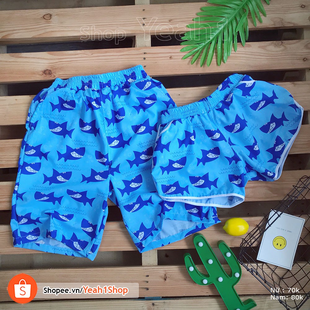 [Yeah1Shop]- Quần đôi đi biển cá mập nhe răng ( nam nữ )
