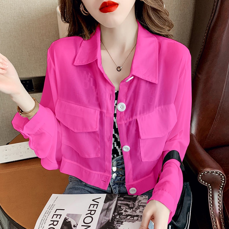 Áo Sơ Mi Chiffon Chống Nắng Tay Dài Dáng Rộng Thời Trang Mùa Hè Có Size Lớn Dành Cho Nữ