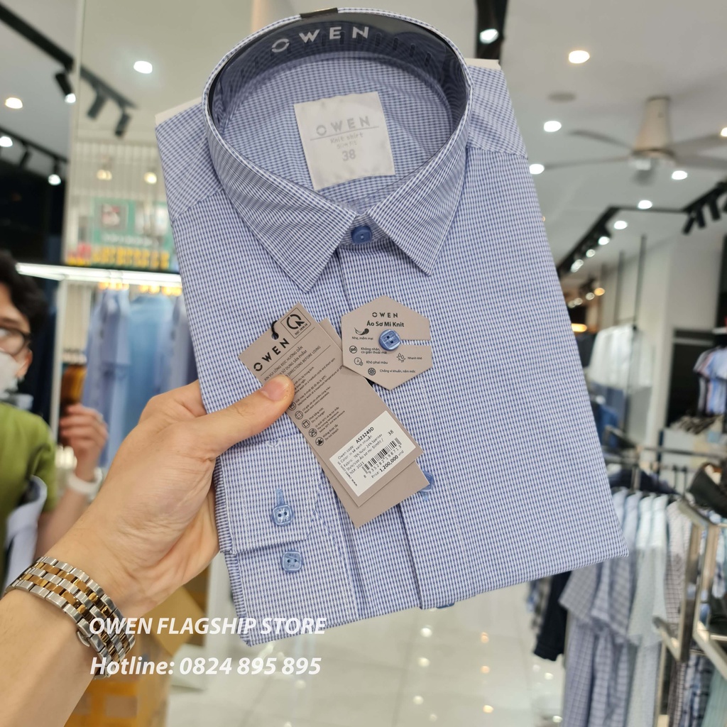 OWEN -  Áo sơ mi nam dài tay dáng SLIMFIT sợi KNIT cao cấp  - Mã AS23249D - OWEN Flagship Store