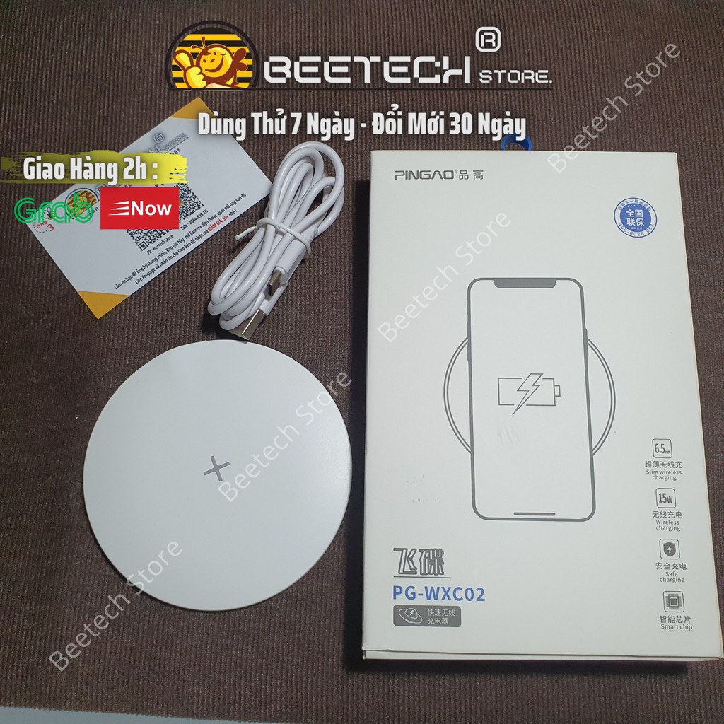 Sạc không dây 15w Pingao, Đế sạc nhanh chính hãng cho iPhone, Samsung,Xiaomi... - Beetech vn