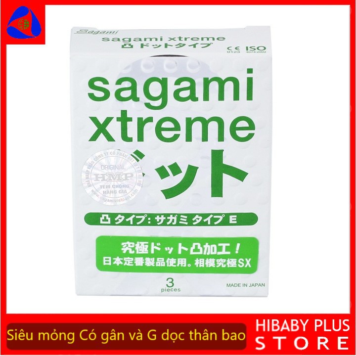 Bao cao su Sagami Xtreme White hộp 3 chiếc có gân và G dọc thân bao