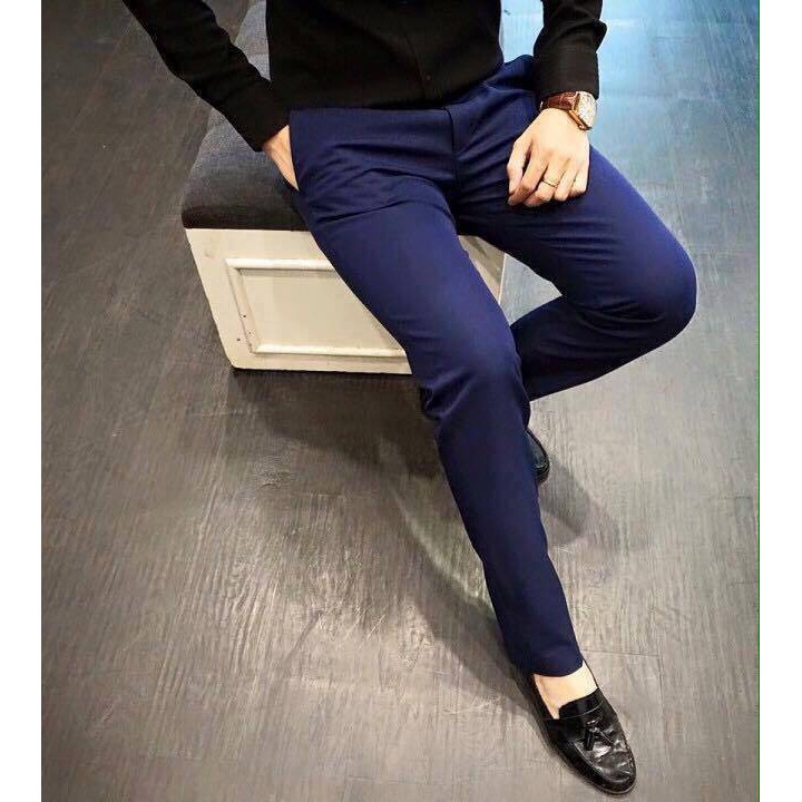 Quần Âu Nam Tím Than vải chéo loại đẹp Quần Tây nam co dãn không nhăn không xù dáng hàn quốc