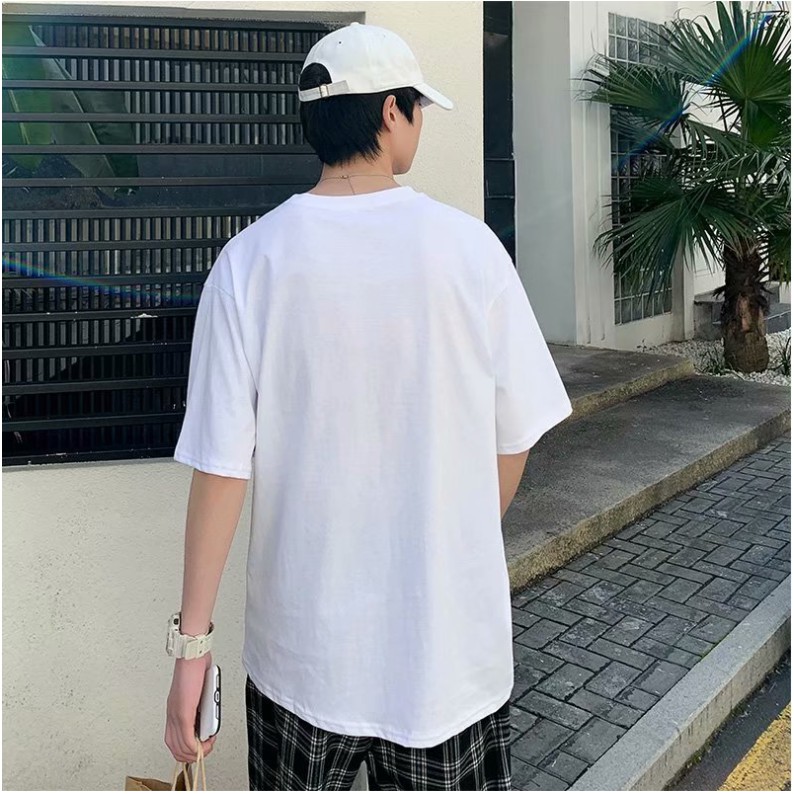 Áo Thun Unisex Tay Lỡ Trắng Chữ Đơn Giản Kiểu Dáng Siêu Đẹp- áo phông basic tee trắng hàng QC full size