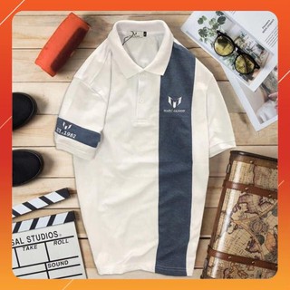 Áo thun nam ☑️freeship – hàng chất☑️ cổ bẻ tay ngắn phối sọc đứng thêu logo, thun cá sấu 65/35 4 chiều cao cấp - stm
