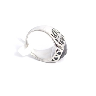 Nhẫn inox nam trắng đá đen
