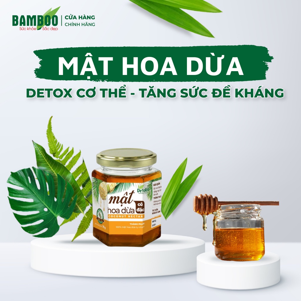 Mật hoa dừa Bamboo hủ 60g nguyên chất cô đặc phù hợp cho chế độ dinh dưỡng của cả người ăn thuần chay