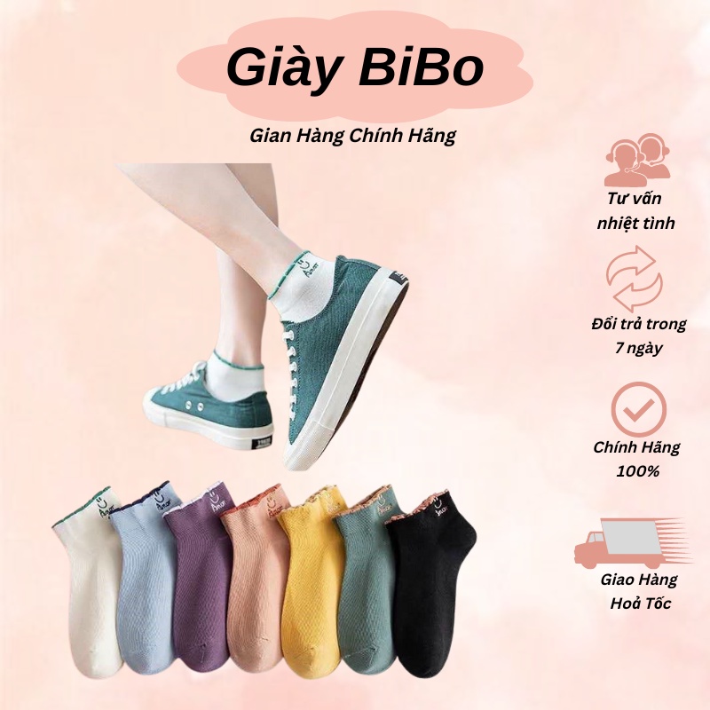 Tất Vớ nữ cố ngắn Ulazzang hình mặt cười cute Combo 5 đôi