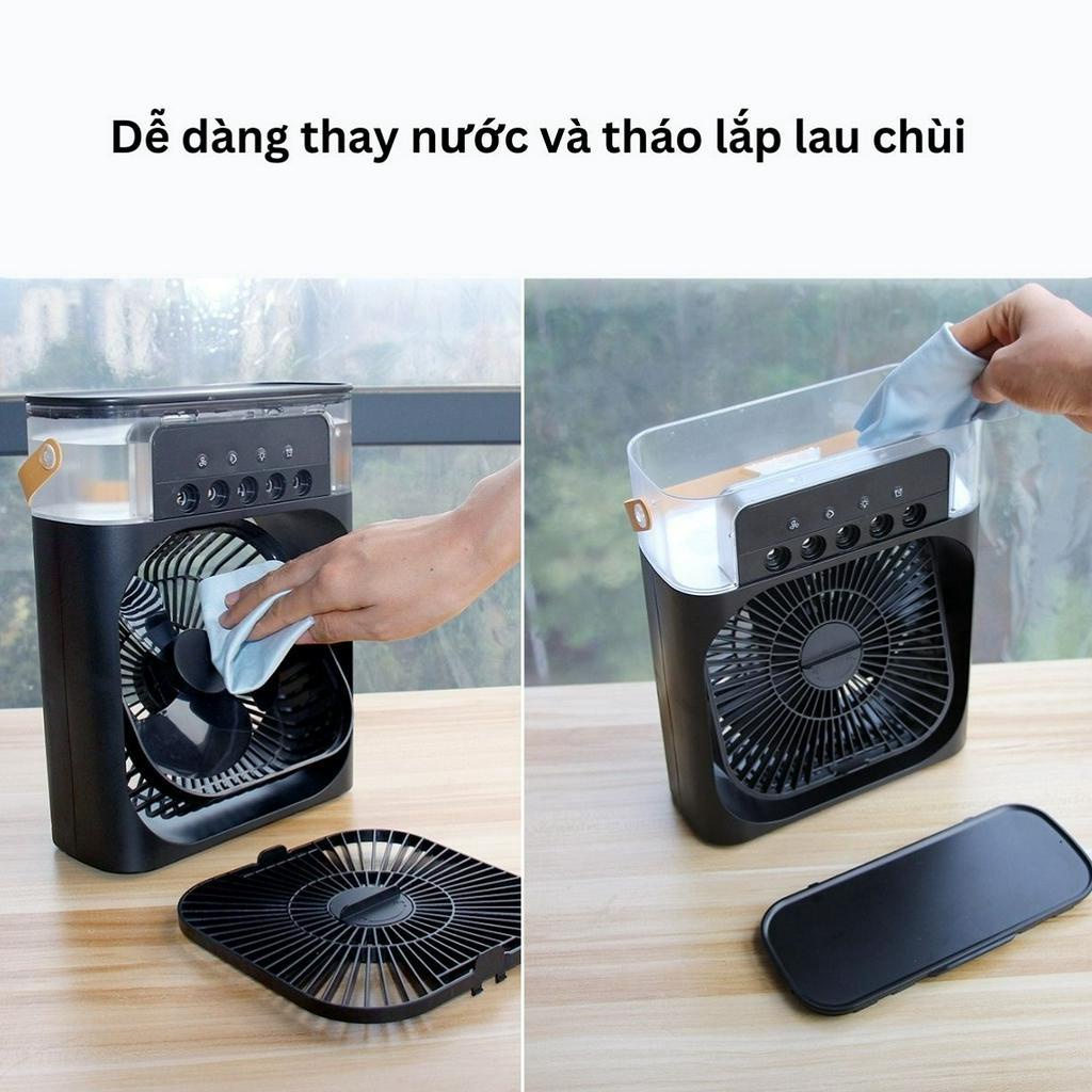 Quạt điều hòa hơi nước mini phun sương có khay đá tạo ẩm làm mát Kiêm đèn ngủ kèm chế độ hẹn giờ thông minh DIBMARK