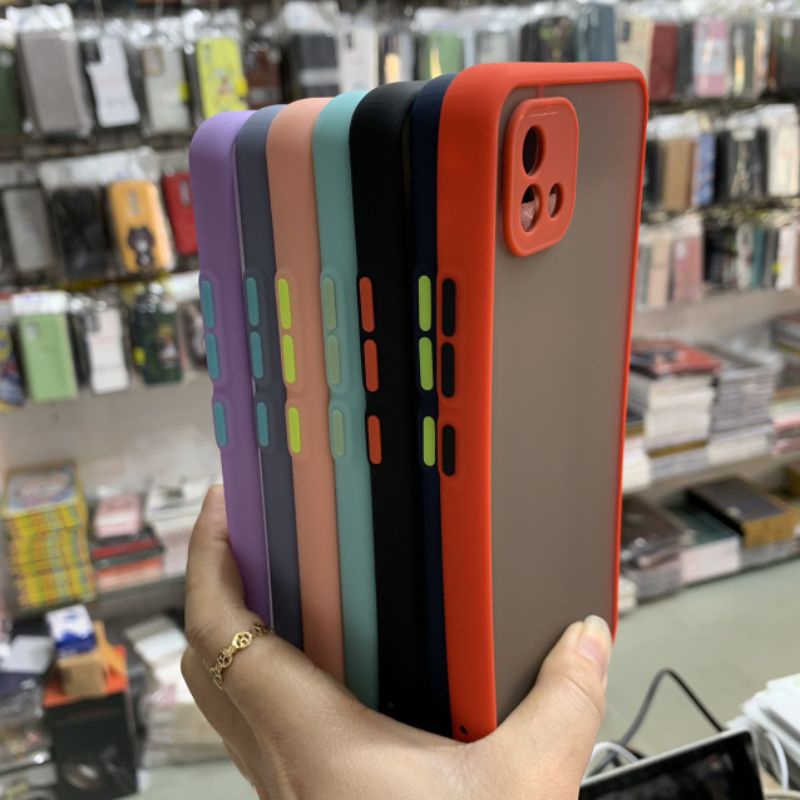 Ốp lưng Realme C11 2021 / C20 / narzo 50i viền màu chống bẩn lưng nhám
