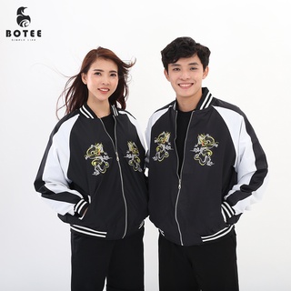 Áo khoác bomber BOTEE Thêu Rồng vải dù 2 lớp form rộng unisex
