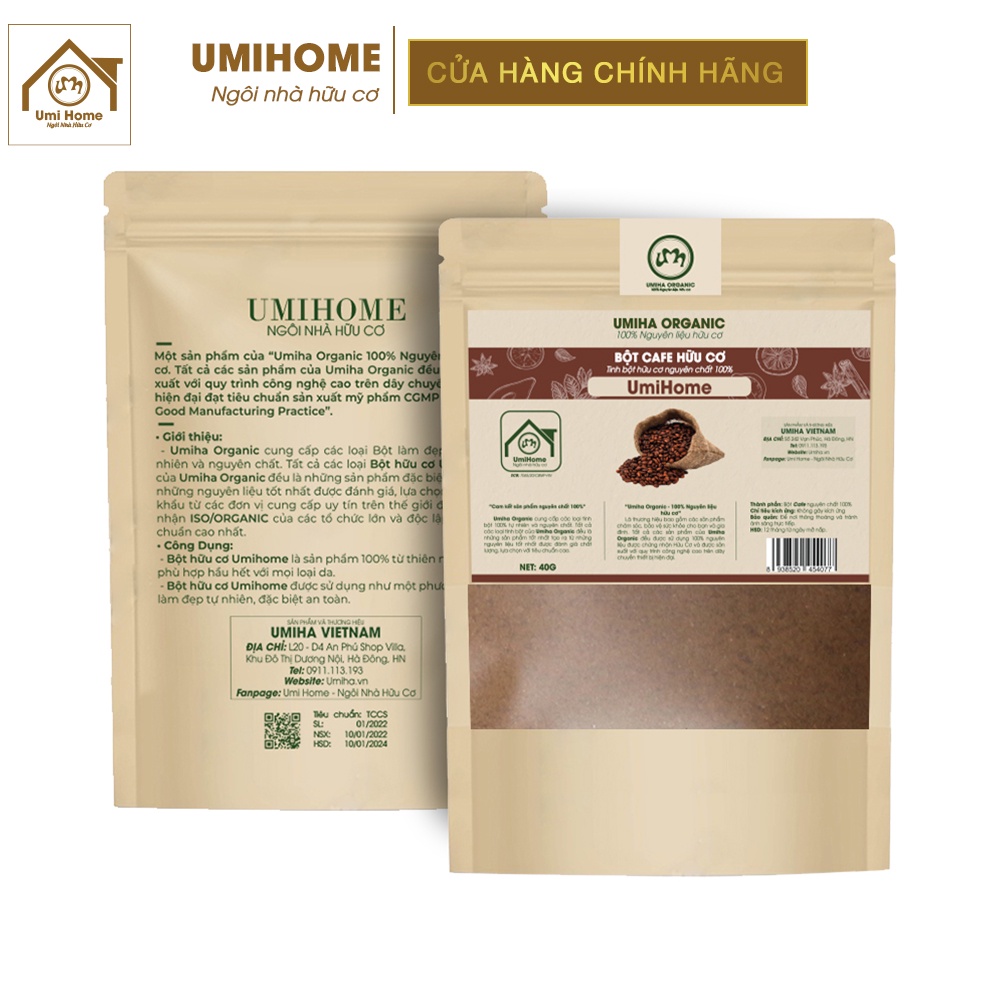 Bột Cafe hữu cơ UMIHOME nguyên chất 40G | Coffee powder 100% Organic