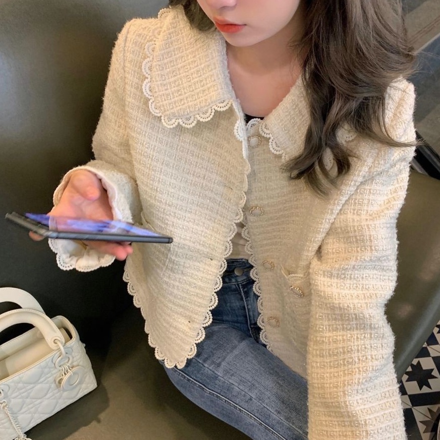 Áo Dệt Dài Tay Cổ Búp Bê Thời Trang Hàn Quốc Dành Cho Nữ