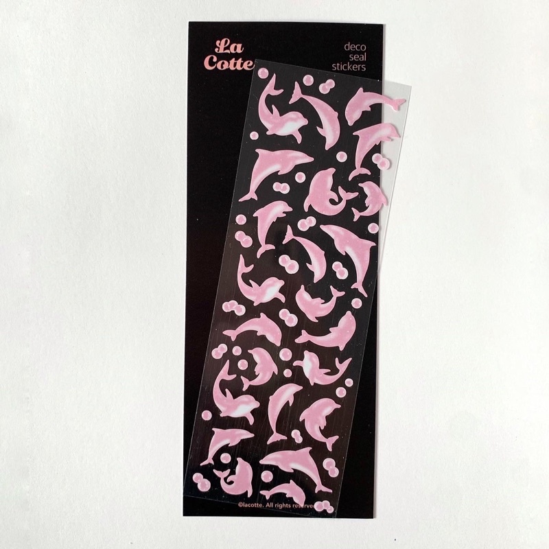 Lacotte | Pink dolphin sticker sheet 🐬 nhãn dán trang trí hình cá heo hồng