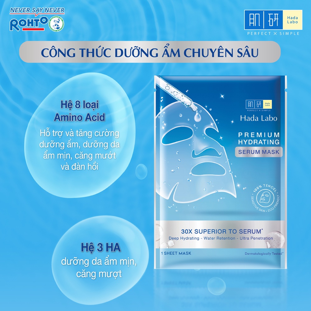 Mặt nạ tinh chất dưỡng ẩm cao cấp Hada Labo Premium Hydrating Serum Mask (23g/miếng)