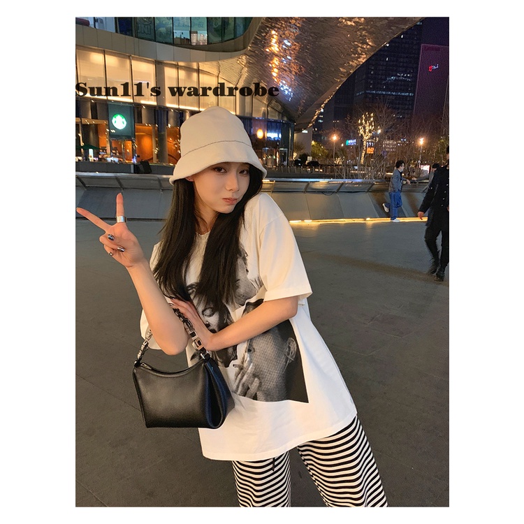 Áo Thun Ngắn Tay Cổ Tròn In Họa Tiết Phong Cách Retro Thời Trang Mùa Hè Dành Cho Nữ