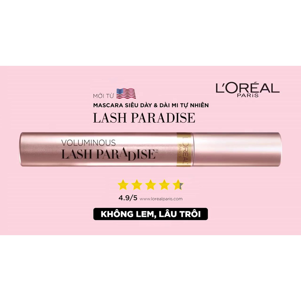 Mascara L'Oreal Không Trôi, Làm Dày &amp; Dài Mi Blackest Black 8.5ml