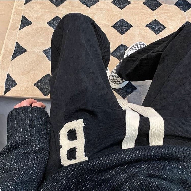 Quần Suông Tăm Ống Rộng Rút Dây Bản To Logo Chữ B Phong Cách Thời Trang Hàn Quốc(Hàng Sẵn)