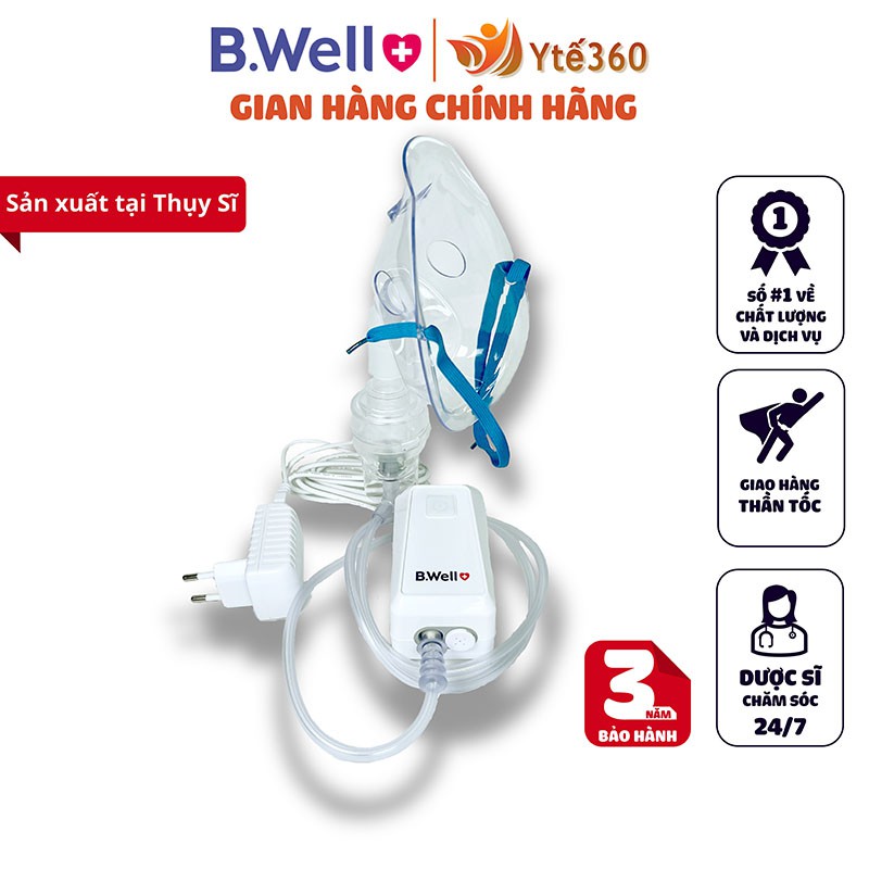 Máy khí dung xông mũi họng cầm tay cho bé và người lớn b.well med 120 - bwell y tế 360