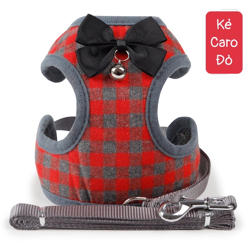 Yếm Ngực Kèm Dây Dắt Có Nơ và Chuông Nhỏ Cho Chó Mèo  - Thú Cưng (Nhiều Size Lựa Chọn)