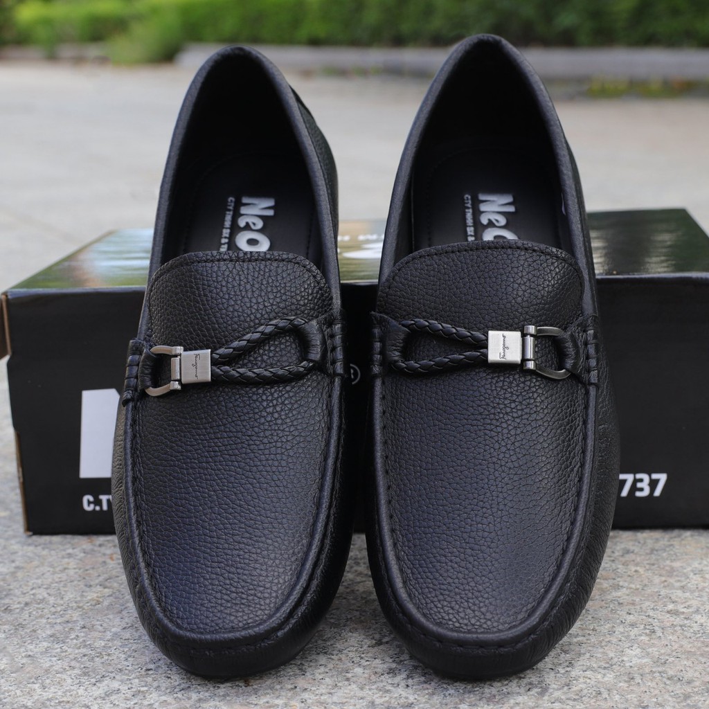 GIÀY MỌI NAM MỀM, DA BÒ VÂN HẠT - HT.NeO2739