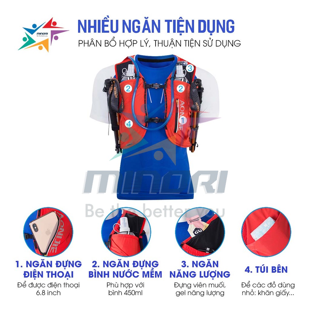 Balo Vest Nước Chạy Bộ Chạy Trail Aonijie C962 Ôm Sát Thấm Hút