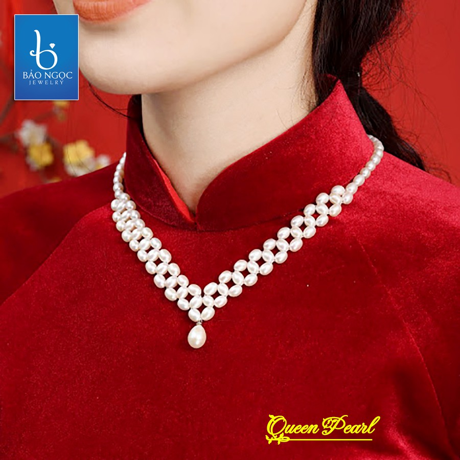 Dây chuyền ngọc trai tự nhiên cao cấp thời trang quý phái Qeen Pearl DB2120 - Bảo ngọc jewelry