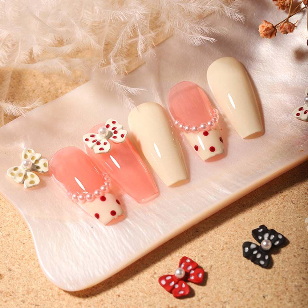 OCEANMAP Phụ Kiện Trang Trí Móng Tay Hình Nơ Bằng Hợp Kim Dễ Thương DIY