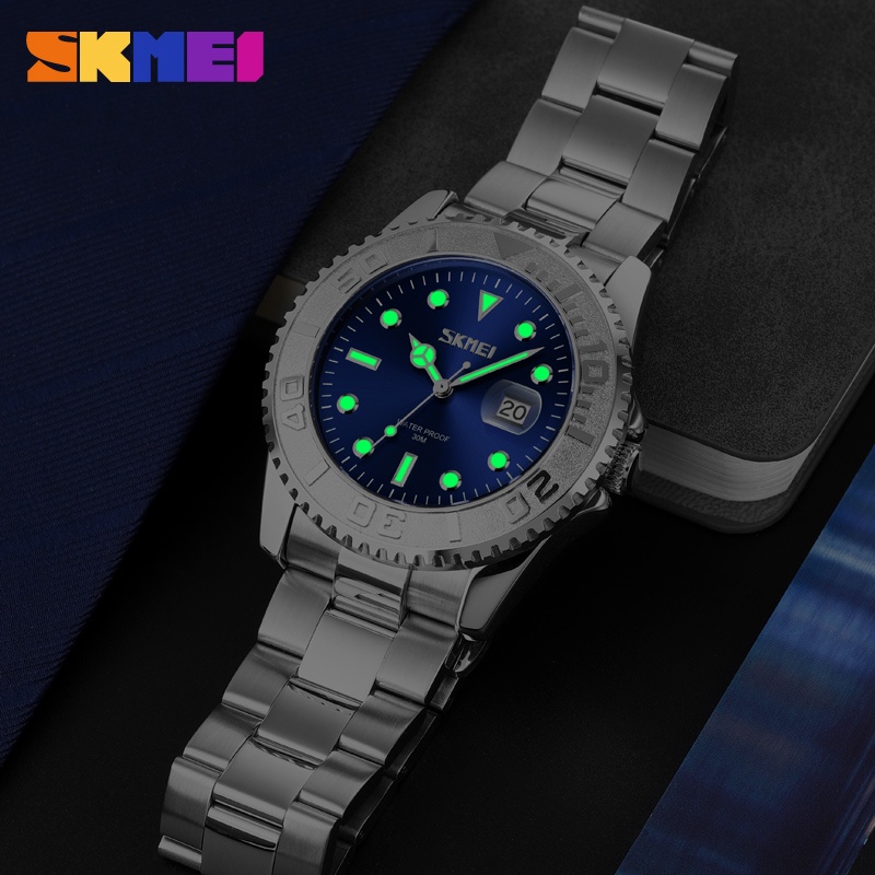Đồng Hồ Analog Máy Quartz Dây Thép Không Gỉ Chống Thấm Nước SKMEI