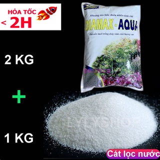 COMBO CÁT THẠCH ANH (1KG) + Đất nền DIA MAX- AQUA 2kg ( Nâu), Vật liệu lọc, trang trí bể cá
