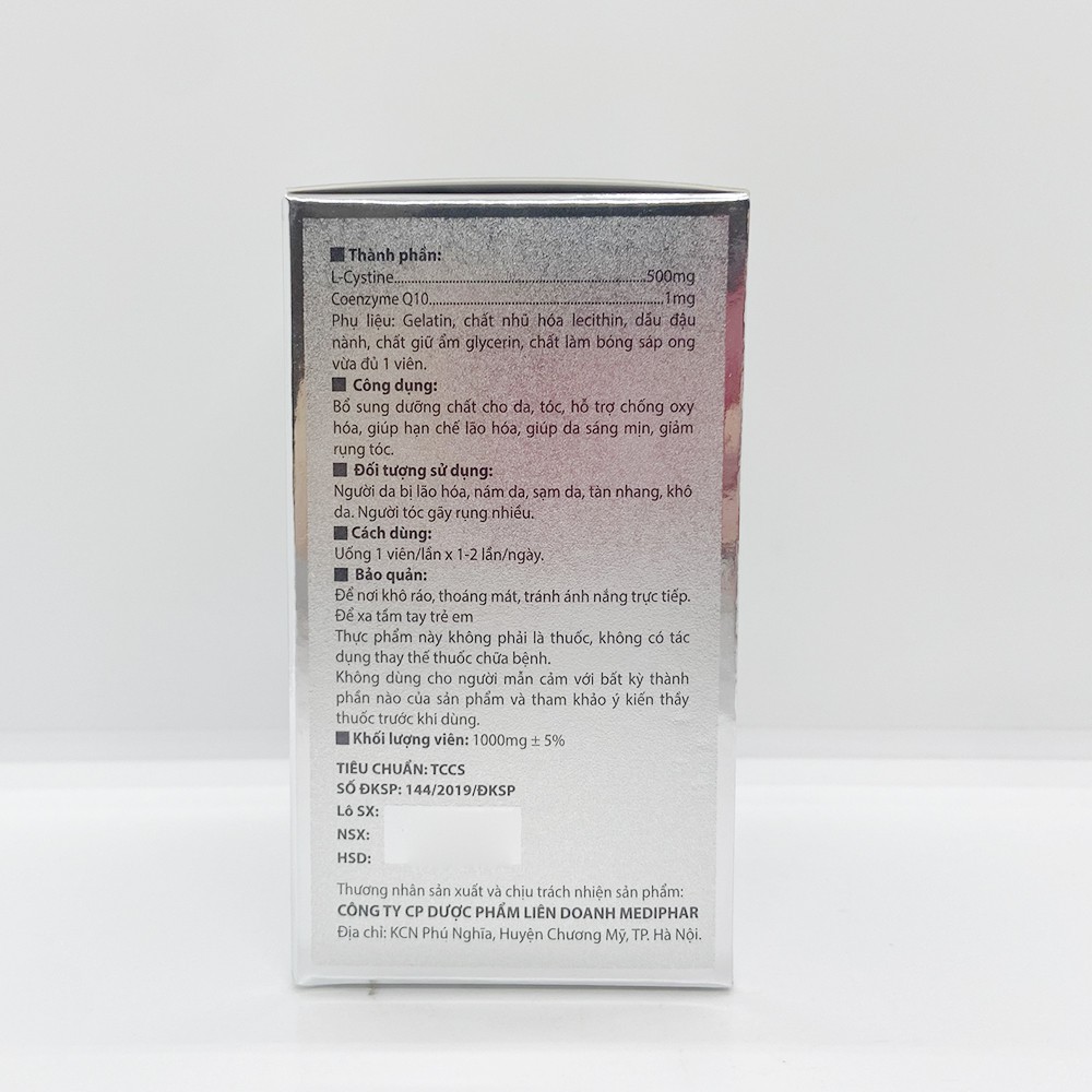 Viên uống L-Cystine with Coenzym Q10 giúp đẹp da, khỏe tóc - Hộp 60 viên | Thế Giới Skin Care