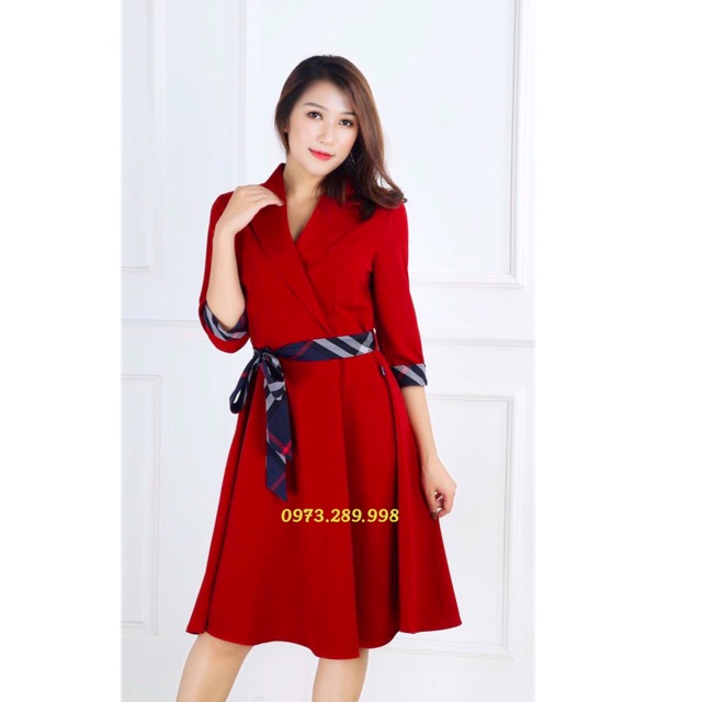 Đầm xoè công sở cổ ve