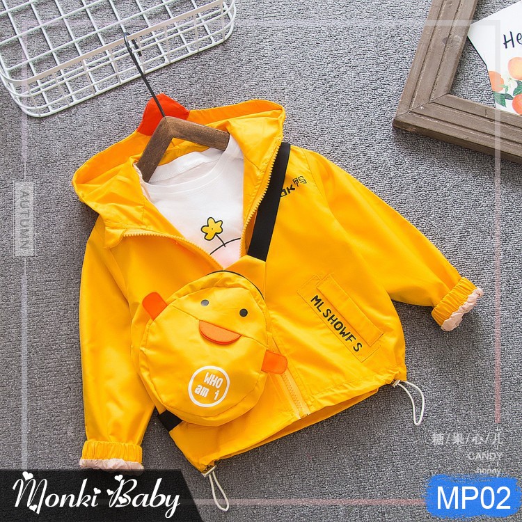 - Áo khoác gió 2 lớp bé trai, chất mềm mại dầy dặn, kèm túi hình vịt siêu cute, có size từ 9kg | MP02