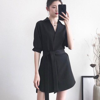 Đầm váy freesize sm đen cột eo - form to
