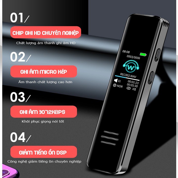 Máy Ghi Âm 299IPS Bộ Nhớ Trong 8GB - Máy Ghi Âm Chuyên Nghiệp - Digital Voice Recorder