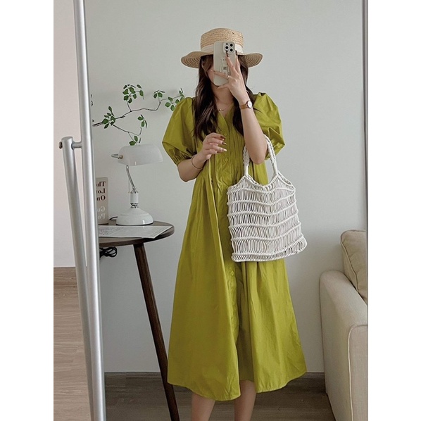 [NEW DRESS]VÁY THÔ XẾP LI NGỰC TAY BỒNG FORM RỘNG “NANA DRESS” | BigBuy360 - bigbuy360.vn