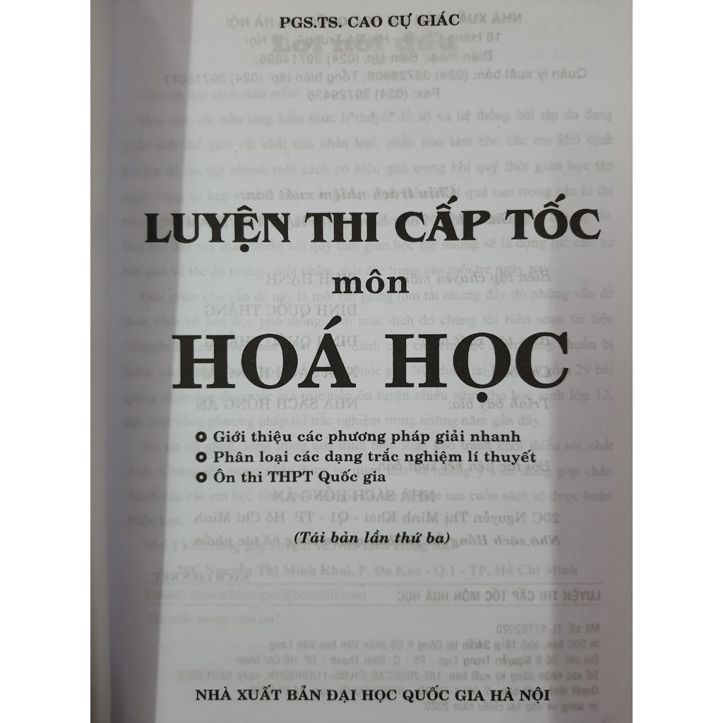 Sách - Luyện thi cấp tốc môn Hóa Học