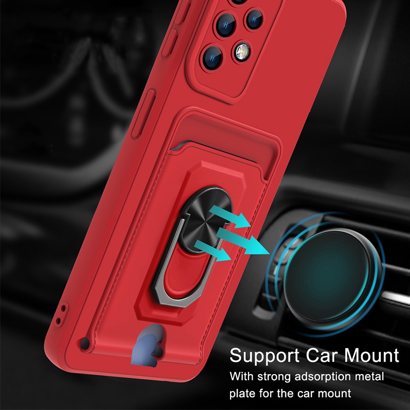 Samsung A52 5G ốp lưng Card Slot Finger Ring Holder Soft Phone Case A52 5G A52 A02s A03s A30s A50s A50 A72 5G A72 A20 A30 A53 5G A73 5G Camera Protection Anti-fall Shockproof Cases &amp; Covers With Lanyard