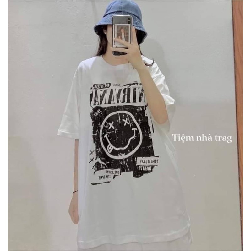  [Rẻ vô địch] Áo cotton tay lỡ unisex - Áo mặt lè lưỡi . NIRVANA