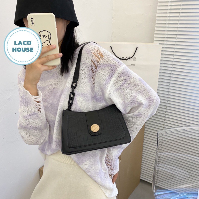 [Mã FAMAYWA2 giảm 10k đơn từ 50k] TÚI XÁCH NỮ/TÚI ĐEO VAI NỮ DA PU KHOÁ GỖ T02