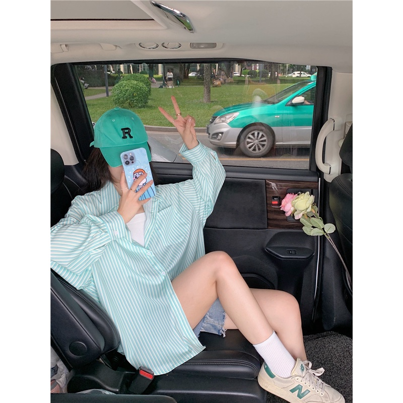 Sơ Mi Nữ Kẻ Sọc Dài Tay Phong Cách Hàn Quốc Kiểu Mới