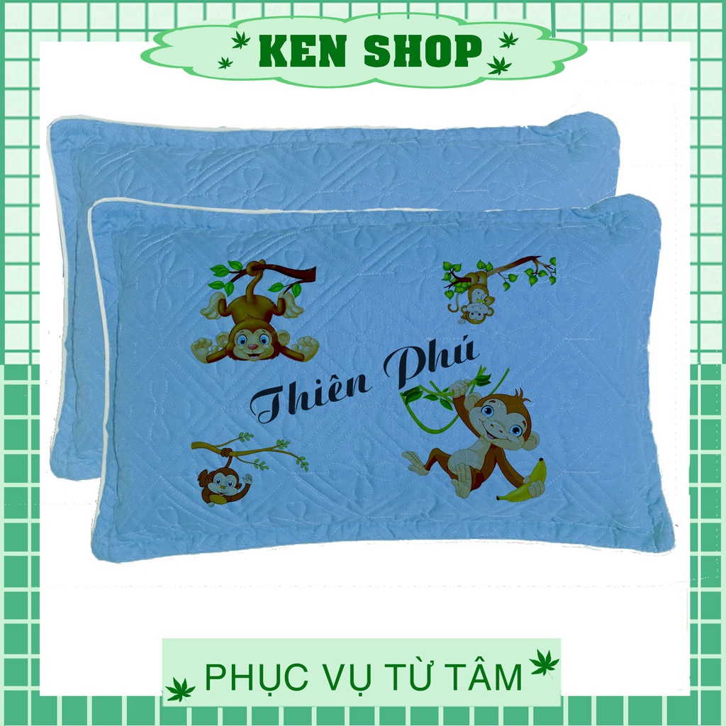 Gối in hình con khỉ chop bé trai bé gái kèm tên bé, in hình theo yêu cầu