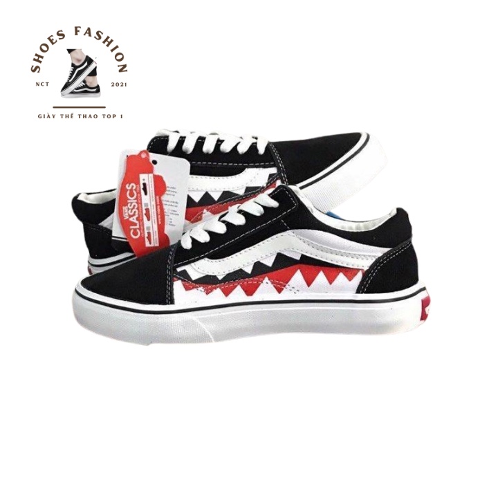 Giày thể thao nam nữ vans in hình răng cá hàng việt nam xuất khẩu giầy thể thao sneaker nam nữ full size 36-43