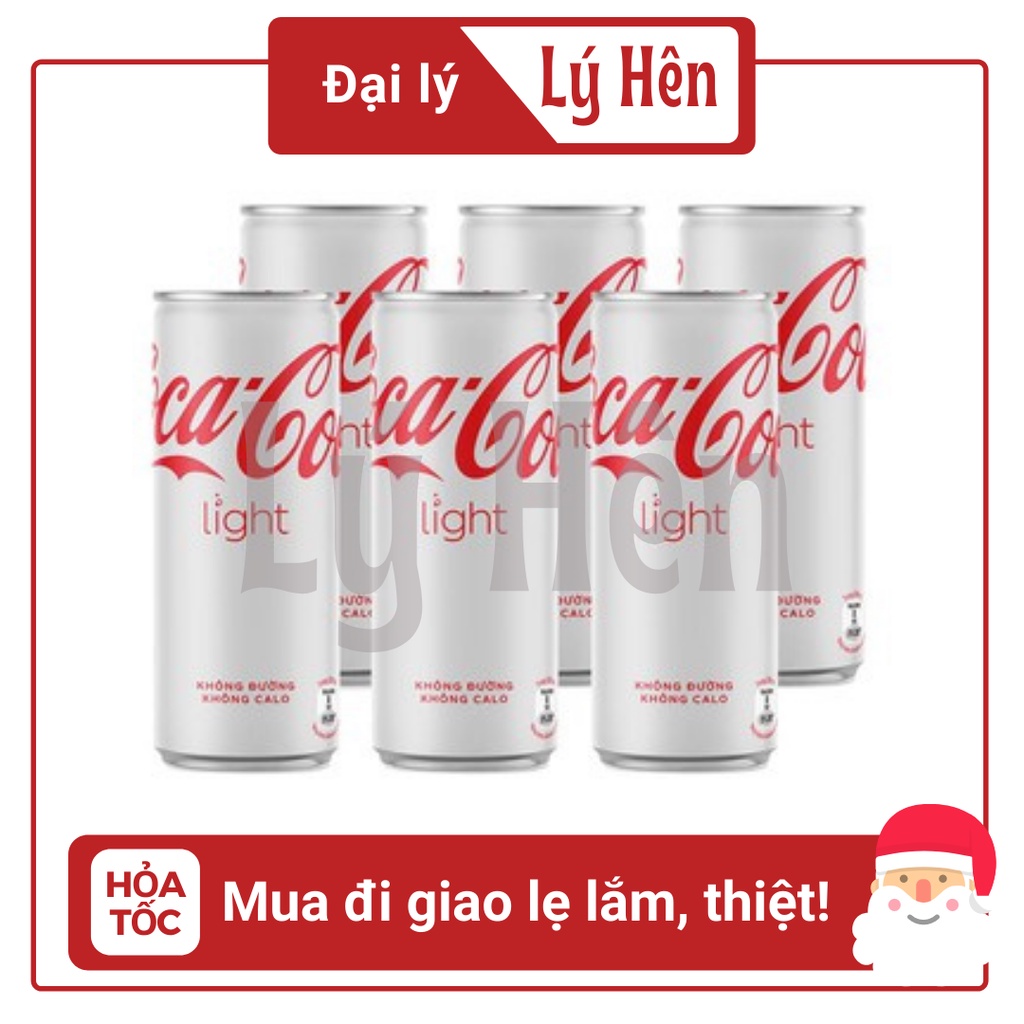 Lốc 6 Lon Nước Ngọt Có Gas Coca Cola Light Ít Đường Soft Drink Lon 330ml Date Luôn Mới