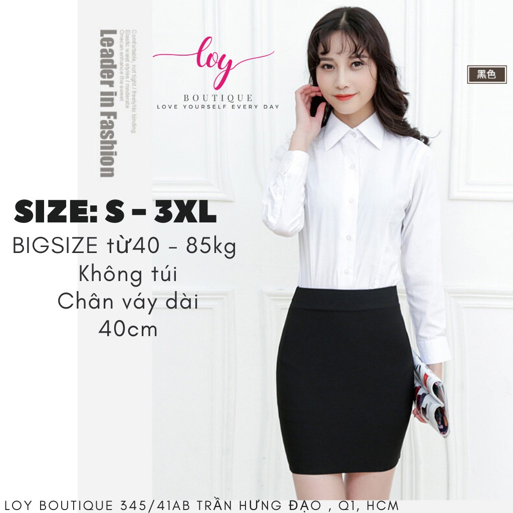 [BIGSIZE S-3XL] Chân váy bút chì công sở - lưng cao - xẻ sau- ôm dáng với 3 màu trơn ấn tượng