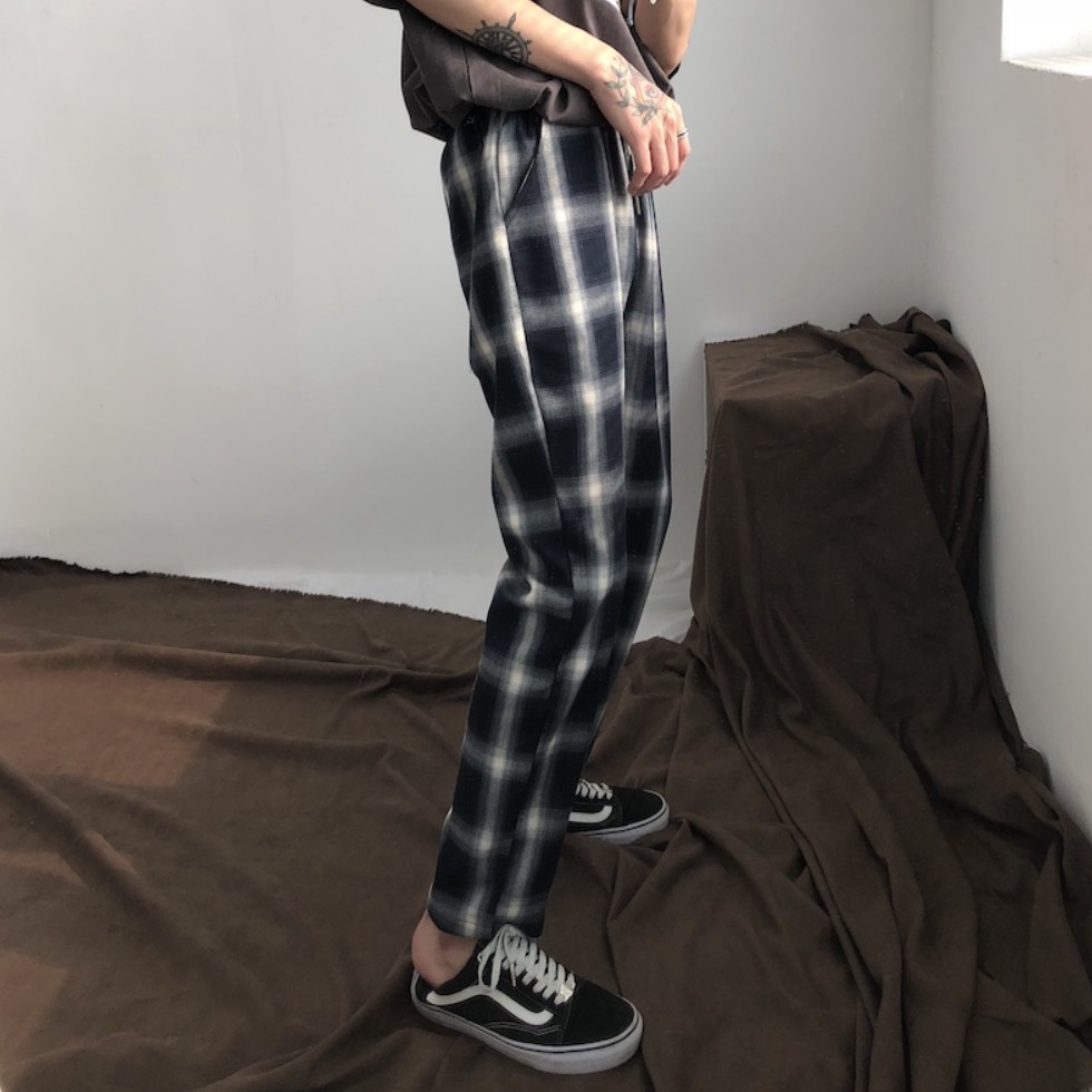 [Có Giải Rút+Cam Kết Đổi Trả]Quần Kẻ Caro Ống Rộng, Quần Baggy Ống Rộng Nam Màu Đen Có Giải Rút Vải Không Xù-CR01 | BigBuy360 - bigbuy360.vn